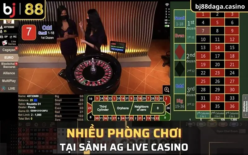 Nhiều phòng chơi tại sảnh AG Live Casino